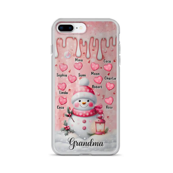 Personalized Snowman Grandma Phone Case - Christmas Gift Idea For Grandma - Up to 10 Kids - Case For iPhone/Samsung - Grandma