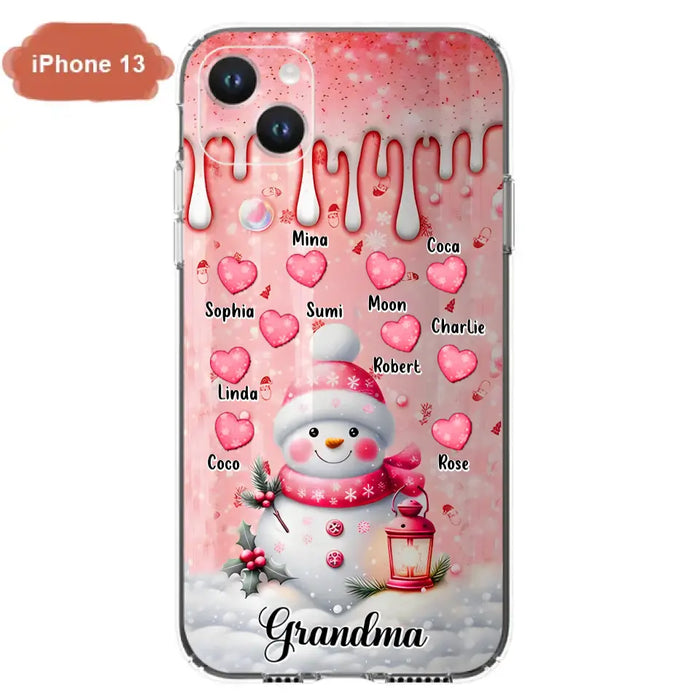 Personalized Snowman Grandma Phone Case - Christmas Gift Idea For Grandma - Up to 10 Kids - Case For iPhone/Samsung - Grandma