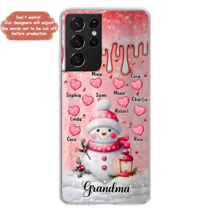 Personalized Snowman Grandma Phone Case - Christmas Gift Idea For Grandma - Up to 10 Kids - Case For iPhone/Samsung - Grandma