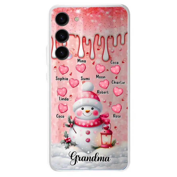 Personalized Snowman Grandma Phone Case - Christmas Gift Idea For Grandma - Up to 10 Kids - Case For iPhone/Samsung - Grandma