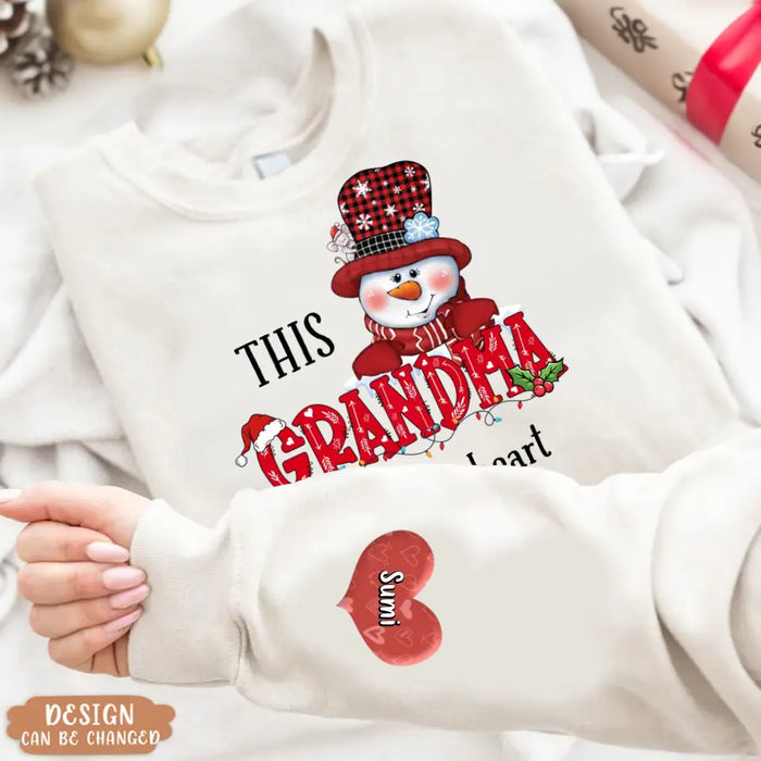 Custom Personalized Grandma AOP Sweater - Upto 10 Grandkids - Christmas Gift Idea For Grandma - This Grandma Wears Her Heart In Her Sleeve