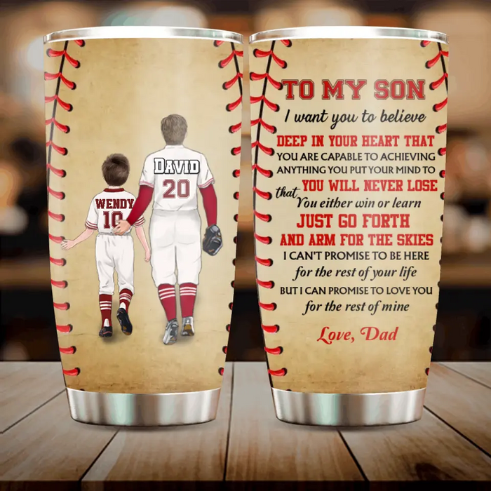 Custom Personalized Baseball Son Tumbler - Gift Idea For Son/Christmas/Birthday - I Can Promise To Love You For The Rest Of Mine