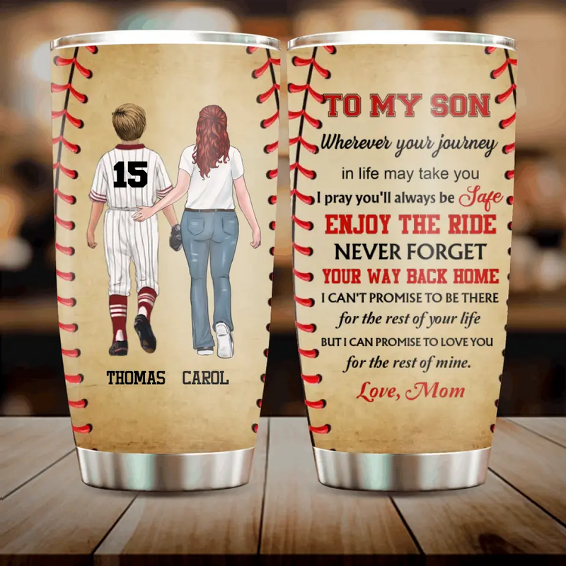 Personalized Baseball Son Tumbler - Gift Idea For Son/Christmas/Birthday - Wherever Your Journey In Life May Take You