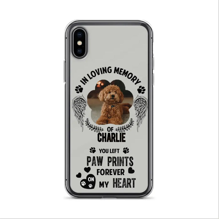 Personalized Memorial Phone Case - Upload Photo - Memorial Gift Idea For Pet Lover - You Left Paw Prints Forever On My Heart - Case For iPhone/Samsung