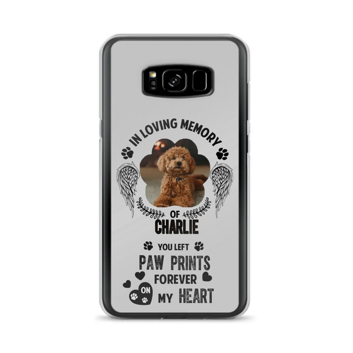 Personalized Memorial Phone Case - Upload Photo - Memorial Gift Idea For Pet Lover - You Left Paw Prints Forever On My Heart - Case For iPhone/Samsung