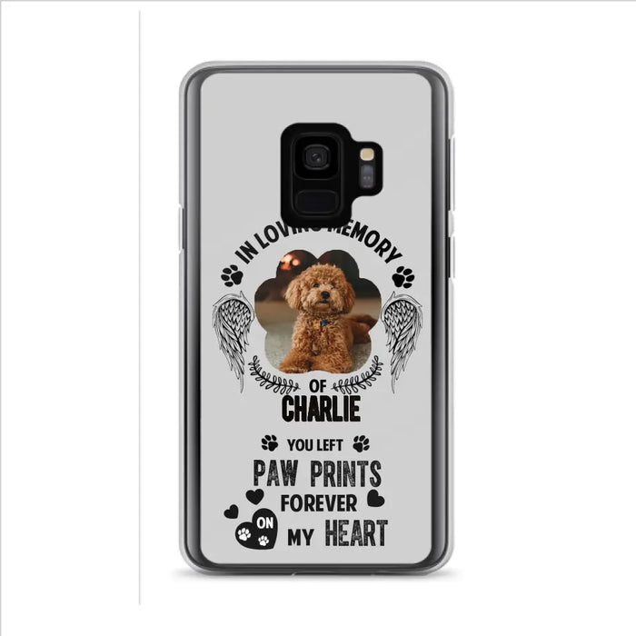 Personalized Memorial Phone Case - Upload Photo - Memorial Gift Idea For Pet Lover - You Left Paw Prints Forever On My Heart - Case For iPhone/Samsung