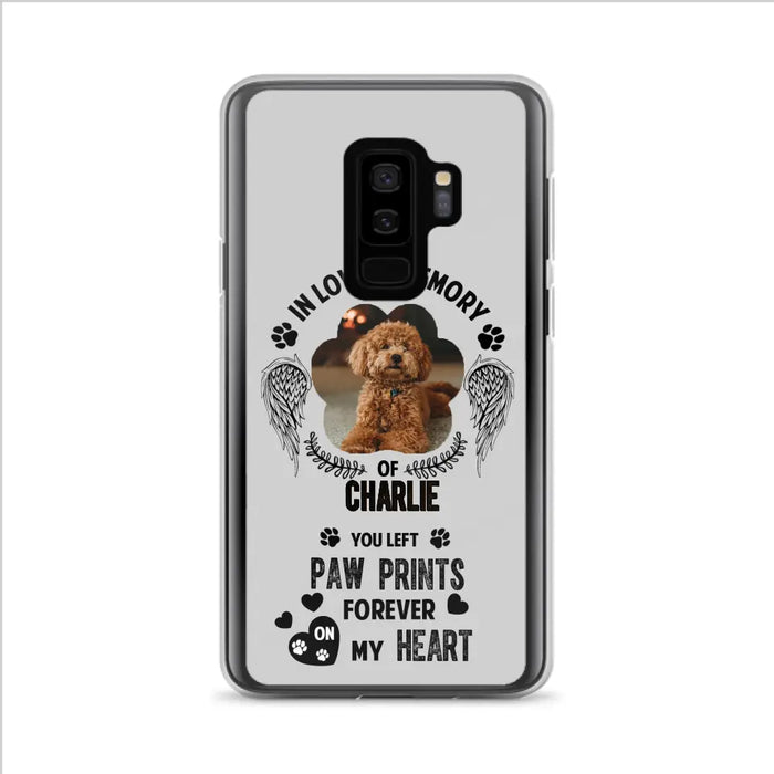 Personalized Memorial Phone Case - Upload Photo - Memorial Gift Idea For Pet Lover - You Left Paw Prints Forever On My Heart - Case For iPhone/Samsung