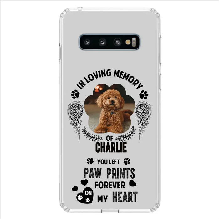 Personalized Memorial Phone Case - Upload Photo - Memorial Gift Idea For Pet Lover - You Left Paw Prints Forever On My Heart - Case For iPhone/Samsung