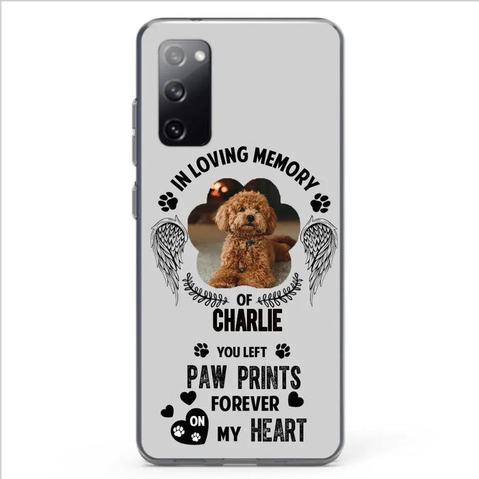 Personalized Memorial Phone Case - Upload Photo - Memorial Gift Idea For Pet Lover - You Left Paw Prints Forever On My Heart - Case For iPhone/Samsung