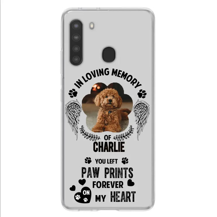 Personalized Memorial Phone Case - Upload Photo - Memorial Gift Idea For Pet Lover - You Left Paw Prints Forever On My Heart - Case For iPhone/Samsung