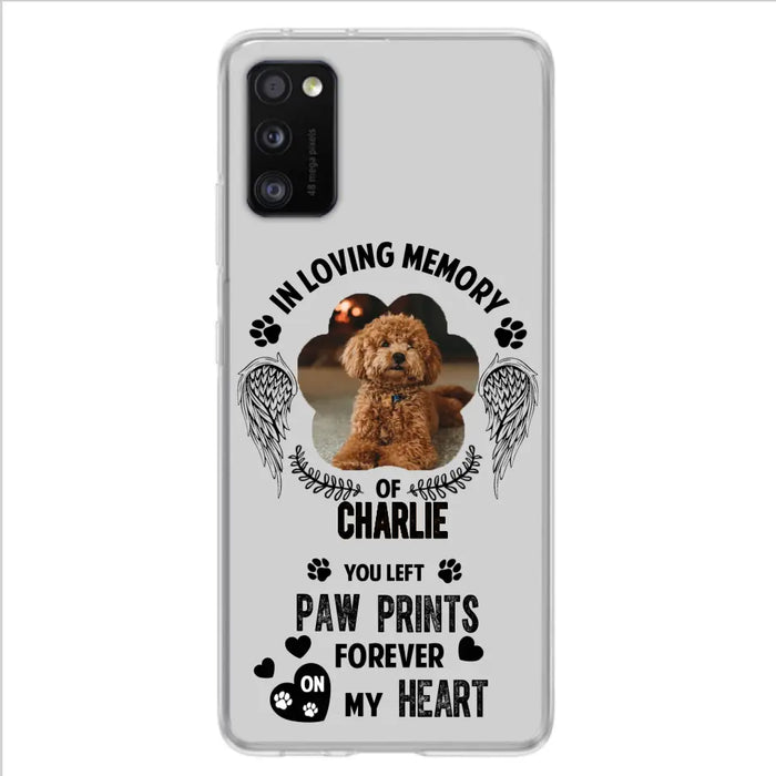 Personalized Memorial Phone Case - Upload Photo - Memorial Gift Idea For Pet Lover - You Left Paw Prints Forever On My Heart - Case For iPhone/Samsung