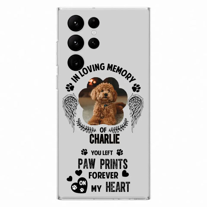 Personalized Memorial Phone Case - Upload Photo - Memorial Gift Idea For Pet Lover - You Left Paw Prints Forever On My Heart - Case For iPhone/Samsung