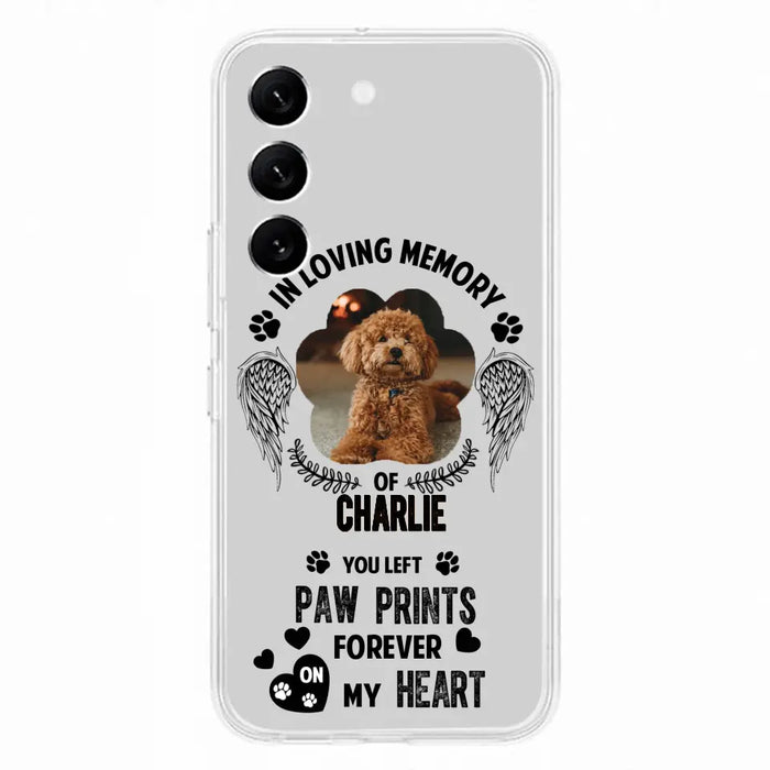 Personalized Memorial Phone Case - Upload Photo - Memorial Gift Idea For Pet Lover - You Left Paw Prints Forever On My Heart - Case For iPhone/Samsung