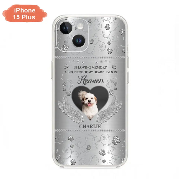 Personalized Memorial Phone Case - Upload Photo - Memorial Gift Idea For Pet Lover - A Big Piece Of My Heart Lives In Heaven - Case For iPhone/Samsung