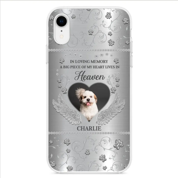 Personalized Memorial Phone Case - Upload Photo - Memorial Gift Idea For Pet Lover - A Big Piece Of My Heart Lives In Heaven - Case For iPhone/Samsung