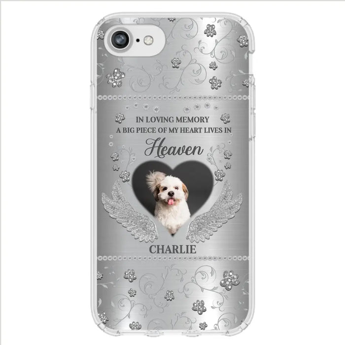 Personalized Memorial Phone Case - Upload Photo - Memorial Gift Idea For Pet Lover - A Big Piece Of My Heart Lives In Heaven - Case For iPhone/Samsung