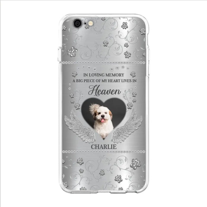 Personalized Memorial Phone Case - Upload Photo - Memorial Gift Idea For Pet Lover - A Big Piece Of My Heart Lives In Heaven - Case For iPhone/Samsung