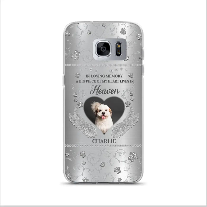 Personalized Memorial Phone Case - Upload Photo - Memorial Gift Idea For Pet Lover - A Big Piece Of My Heart Lives In Heaven - Case For iPhone/Samsung