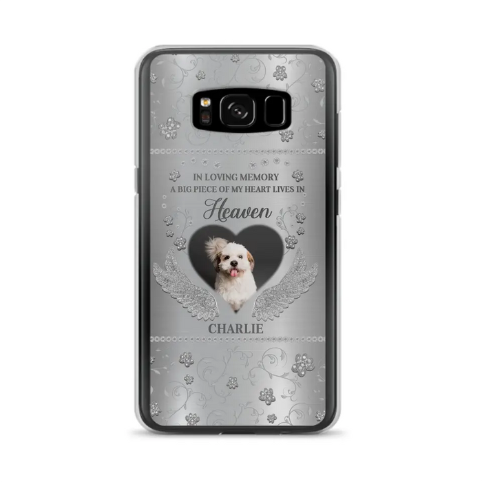 Personalized Memorial Phone Case - Upload Photo - Memorial Gift Idea For Pet Lover - A Big Piece Of My Heart Lives In Heaven - Case For iPhone/Samsung