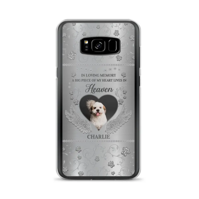 Personalized Memorial Phone Case - Upload Photo - Memorial Gift Idea For Pet Lover - A Big Piece Of My Heart Lives In Heaven - Case For iPhone/Samsung