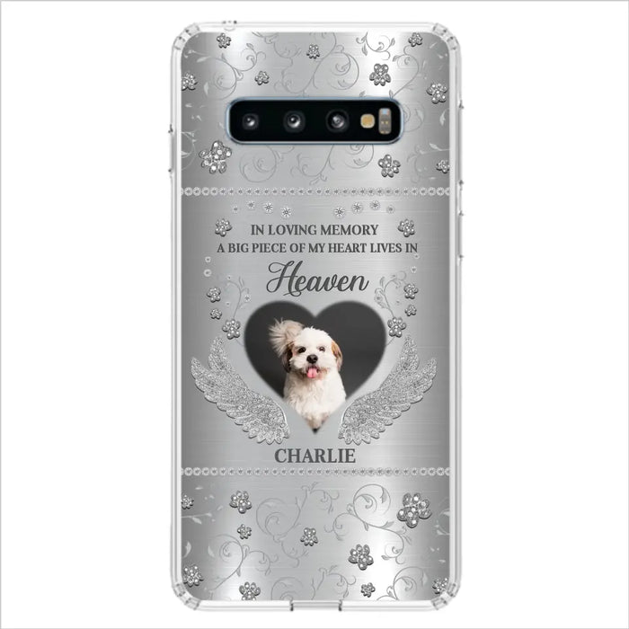 Personalized Memorial Phone Case - Upload Photo - Memorial Gift Idea For Pet Lover - A Big Piece Of My Heart Lives In Heaven - Case For iPhone/Samsung