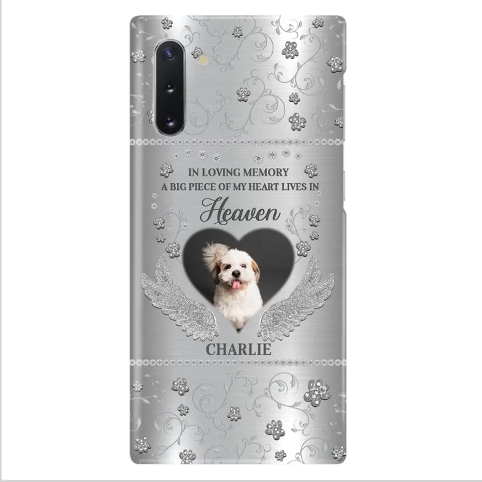 Personalized Memorial Phone Case - Upload Photo - Memorial Gift Idea For Pet Lover - A Big Piece Of My Heart Lives In Heaven - Case For iPhone/Samsung