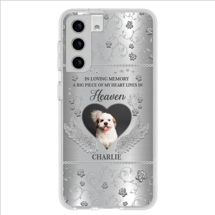 Personalized Memorial Phone Case - Upload Photo - Memorial Gift Idea For Pet Lover - A Big Piece Of My Heart Lives In Heaven - Case For iPhone/Samsung