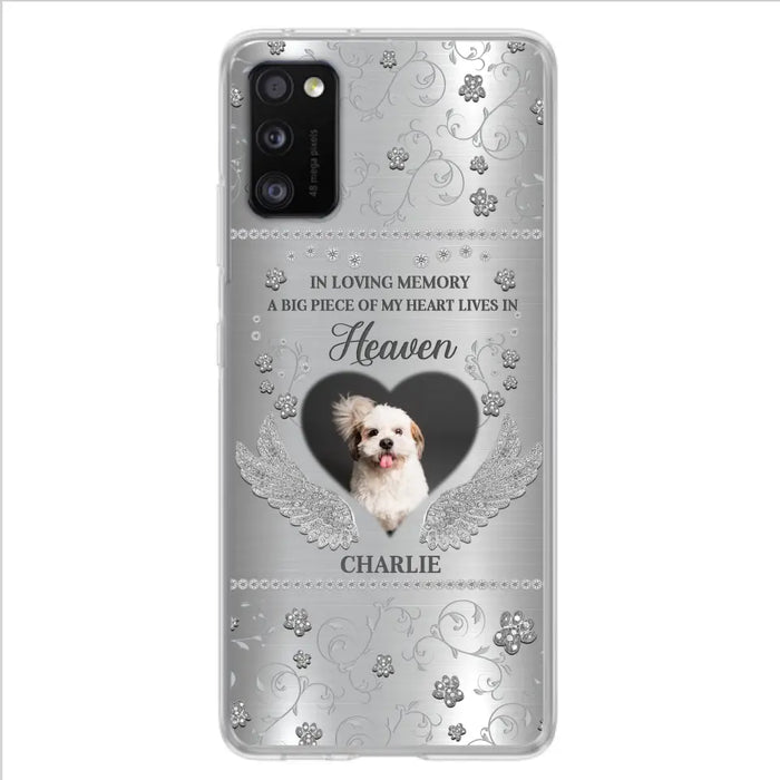 Personalized Memorial Phone Case - Upload Photo - Memorial Gift Idea For Pet Lover - A Big Piece Of My Heart Lives In Heaven - Case For iPhone/Samsung