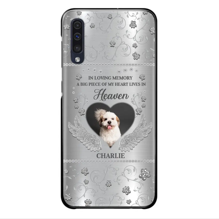 Personalized Memorial Phone Case - Upload Photo - Memorial Gift Idea For Pet Lover - A Big Piece Of My Heart Lives In Heaven - Case For iPhone/Samsung