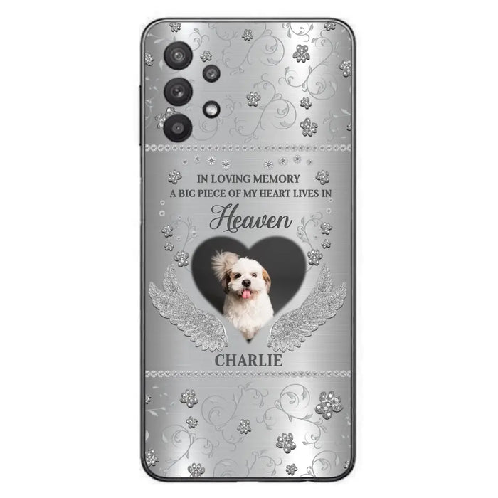 Personalized Memorial Phone Case - Upload Photo - Memorial Gift Idea For Pet Lover - A Big Piece Of My Heart Lives In Heaven - Case For iPhone/Samsung