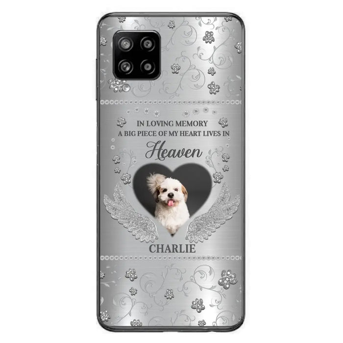 Personalized Memorial Phone Case - Upload Photo - Memorial Gift Idea For Pet Lover - A Big Piece Of My Heart Lives In Heaven - Case For iPhone/Samsung