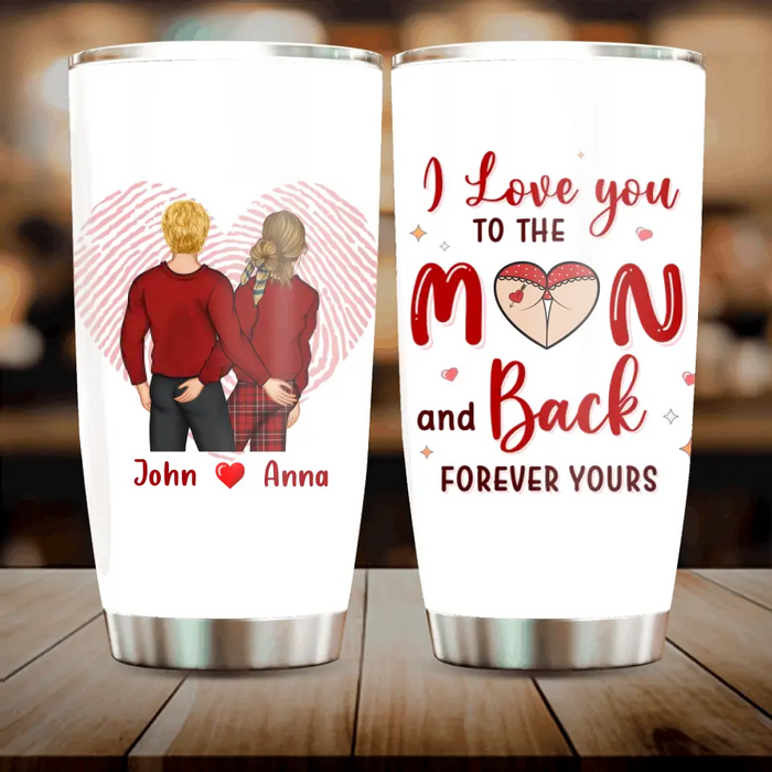 Personalized Couple Tumbler - Mother's Day Gift For Wife From Husband - I Love You To The Moon And Back