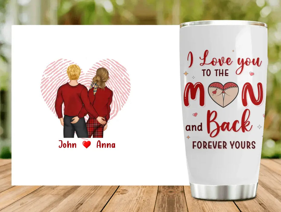 Personalized Couple Tumbler - Mother's Day Gift For Wife From Husband - I Love You To The Moon And Back