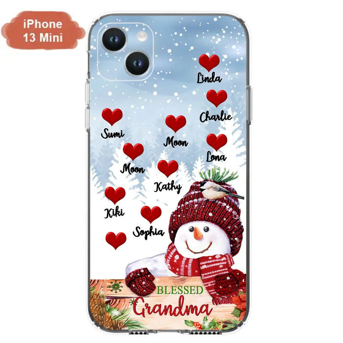 Personalized Snowman Grandma Phone Case - Christmas Gift Idea For Grandma - Up to 10 Kids - Case For iPhone/Samsung - Blessed Grandma