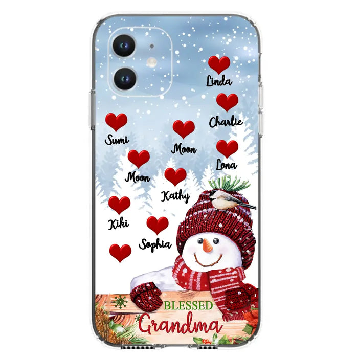 Personalized Snowman Grandma Phone Case - Christmas Gift Idea For Grandma - Up to 10 Kids - Case For iPhone/Samsung - Blessed Grandma