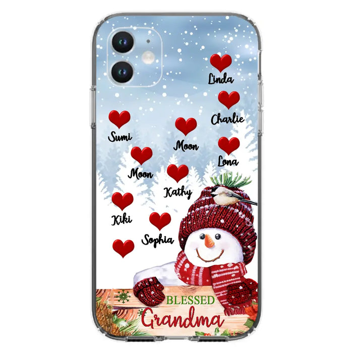 Personalized Snowman Grandma Phone Case - Christmas Gift Idea For Grandma - Up to 10 Kids - Case For iPhone/Samsung - Blessed Grandma