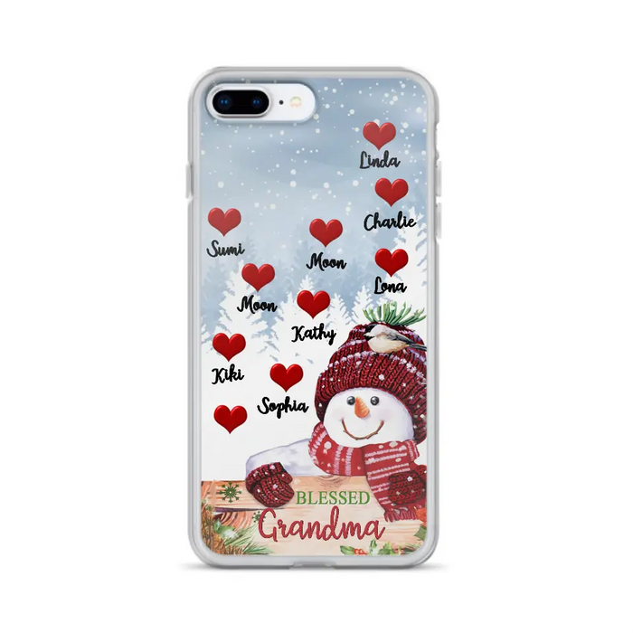 Personalized Snowman Grandma Phone Case - Christmas Gift Idea For Grandma - Up to 10 Kids - Case For iPhone/Samsung - Blessed Grandma