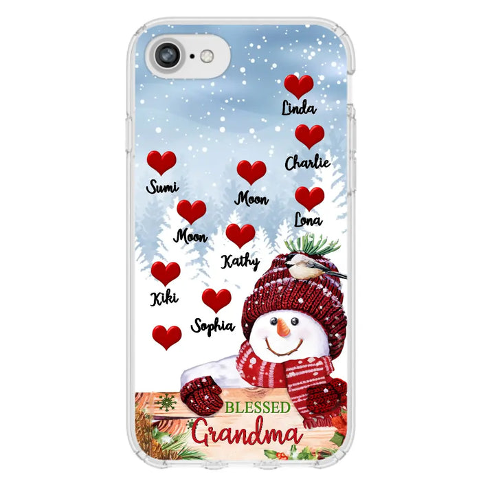 Personalized Snowman Grandma Phone Case - Christmas Gift Idea For Grandma - Up to 10 Kids - Case For iPhone/Samsung - Blessed Grandma