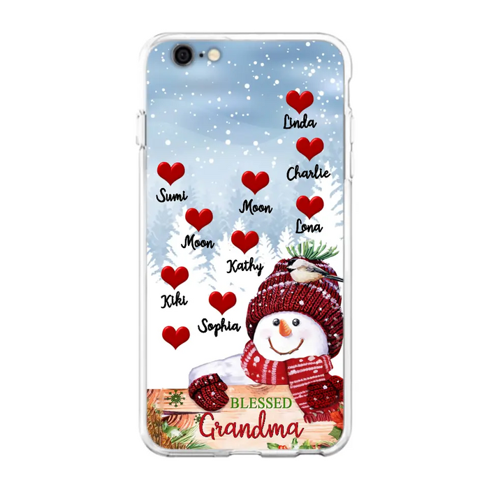 Personalized Snowman Grandma Phone Case - Christmas Gift Idea For Grandma - Up to 10 Kids - Case For iPhone/Samsung - Blessed Grandma