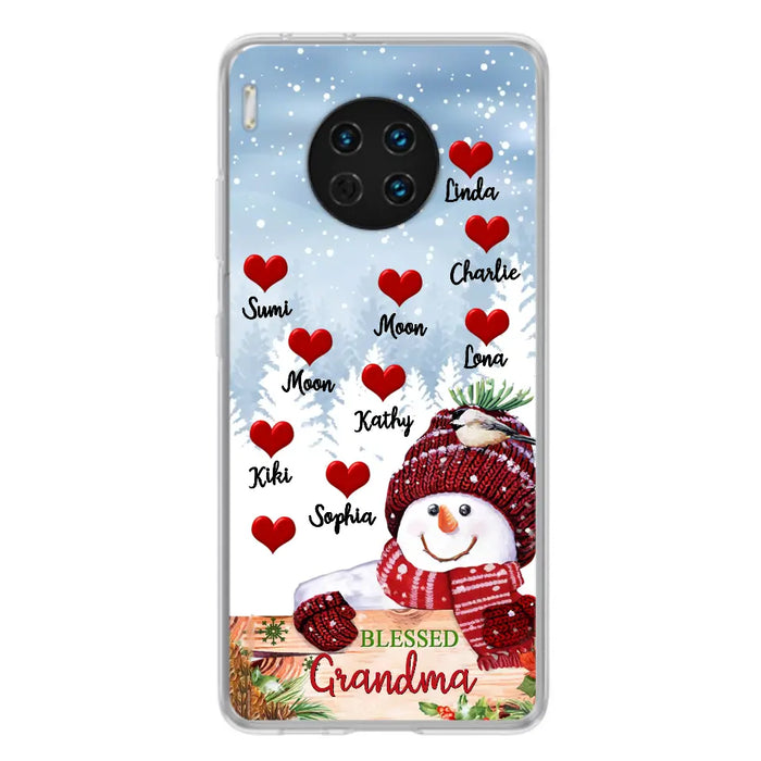 Personalized Snowman Grandma Phone Case - Christmas Gift Idea For Grandma - Up to 10 Kids - Case For Oppo/Xiaomi/Huawei - Blessed Grandma