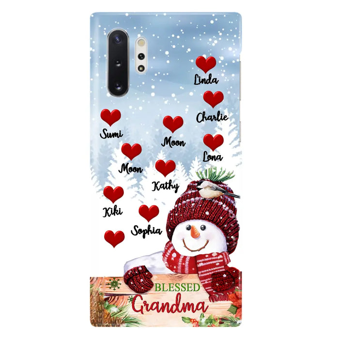 Personalized Snowman Grandma Phone Case - Christmas Gift Idea For Grandma - Up to 10 Kids - Case For iPhone/Samsung - Blessed Grandma