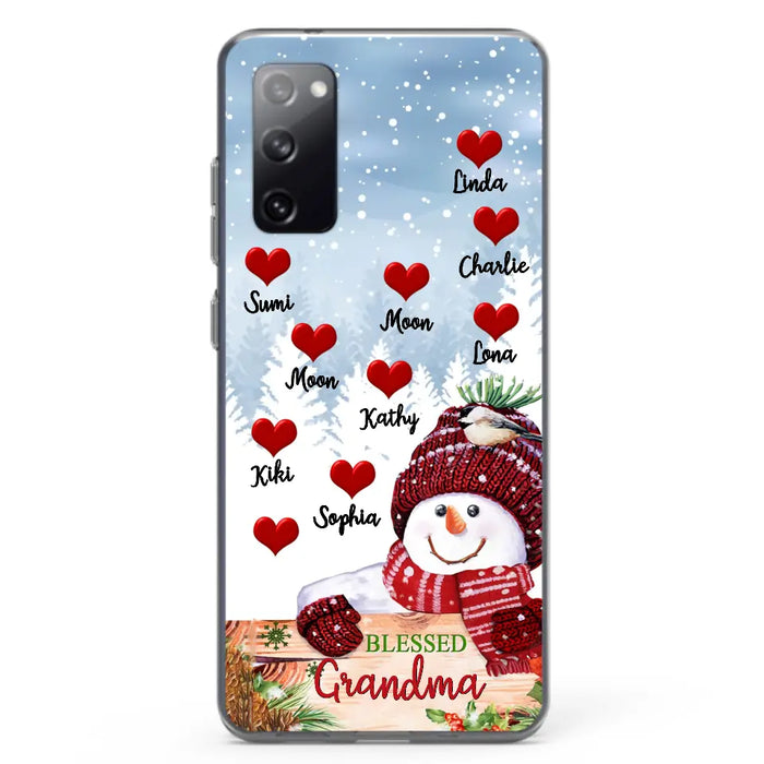 Personalized Snowman Grandma Phone Case - Christmas Gift Idea For Grandma - Up to 10 Kids - Case For iPhone/Samsung - Blessed Grandma