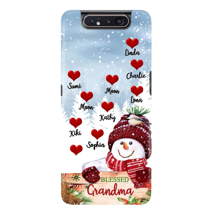 Personalized Snowman Grandma Phone Case - Christmas Gift Idea For Grandma - Up to 10 Kids - Case For iPhone/Samsung - Blessed Grandma