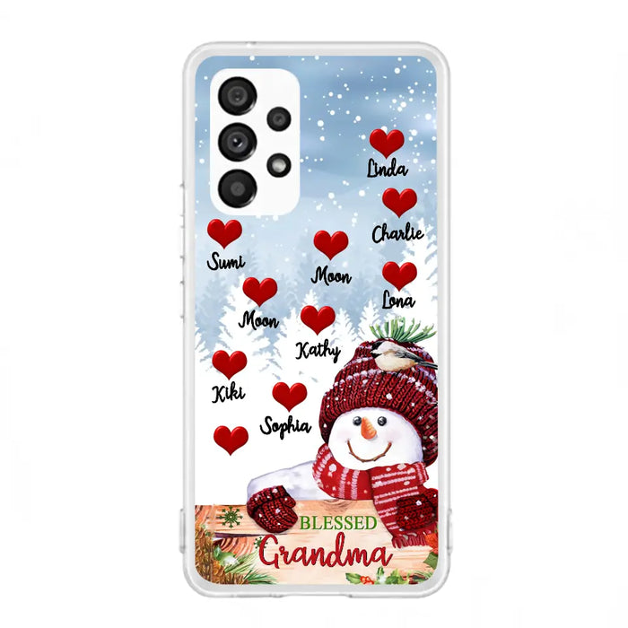 Personalized Snowman Grandma Phone Case - Christmas Gift Idea For Grandma - Up to 10 Kids - Case For iPhone/Samsung - Blessed Grandma