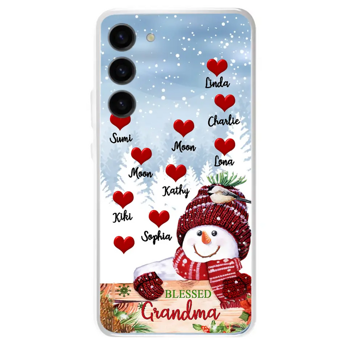 Personalized Snowman Grandma Phone Case - Christmas Gift Idea For Grandma - Up to 10 Kids - Case For iPhone/Samsung - Blessed Grandma