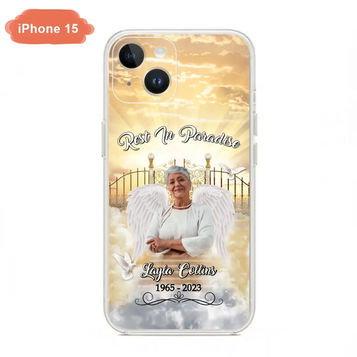 Custom Personalized Rest In Paradise Memorial Phone Case - Upload Photo - Memorial Gift Idea For Family - Case For iPhone And Samsung