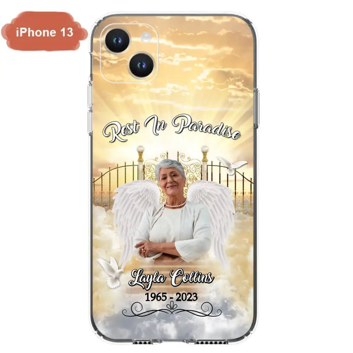 Custom Personalized Rest In Paradise Memorial Phone Case - Upload Photo - Memorial Gift Idea For Family - Case For iPhone And Samsung