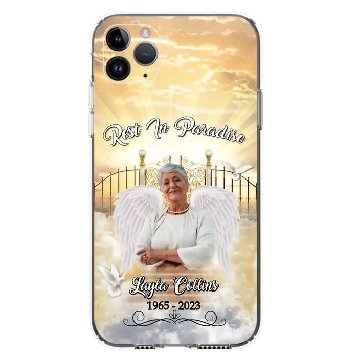 Custom Personalized Rest In Paradise Memorial Phone Case - Upload Photo - Memorial Gift Idea For Family - Case For iPhone And Samsung