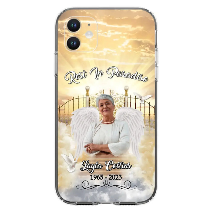 Custom Personalized Rest In Paradise Memorial Phone Case - Upload Photo - Memorial Gift Idea For Family - Case For iPhone And Samsung