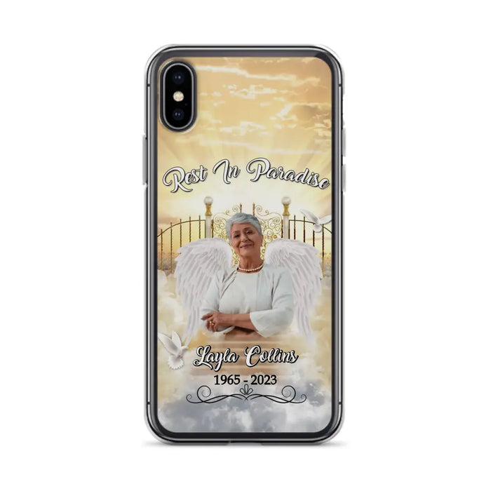 Custom Personalized Rest In Paradise Memorial Phone Case - Upload Photo - Memorial Gift Idea For Family - Case For iPhone And Samsung